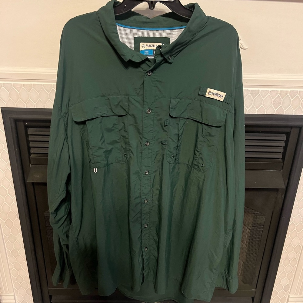 Magellan Outdoors Green long sleeve shirt, size: 3 XL